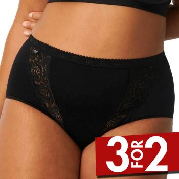 Sloggi Trusser 4P Chic Maxi Lace Briefs Sort bomuld 38 Dame