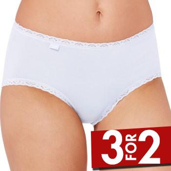Sloggi Trusser 3P 24 7 Cotton Lace Midi Briefs Hvid bomuld 38 Dame