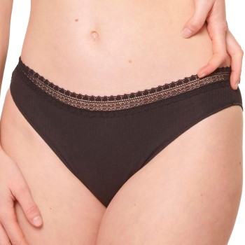 Sloggi Truser 2P GO Ribbed Tai Briefs Svart økologisk bomull X-Large Dame