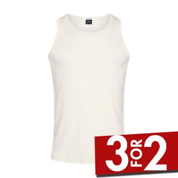 JBS Wool Singlet Krem ull Small Herre