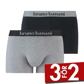 Bruno Banani Kalsonger 2P Flowing Shorts Svart/Gr&aring; bomull Small Herr