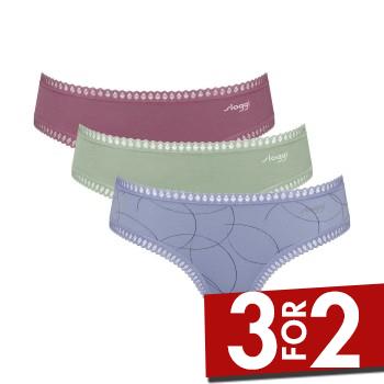 Sloggi Trusser 3P GO Crush Hipster Briefs Blå/Rosa bomuld X-Small Dame