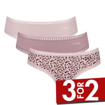 Sloggi Trusser 3P GO Crush Hipster Briefs Sand/rosa bomuld Large Dame