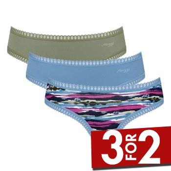 Sloggi Trusser 3P GO Crush Hipster Briefs Blå/Grøn bomuld Large Dame
