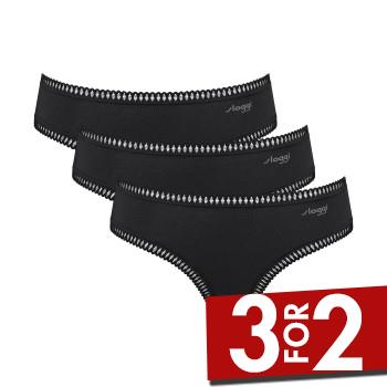 Sloggi Trusser 3P GO Crush Hipster Briefs Sort bomuld Small Dame