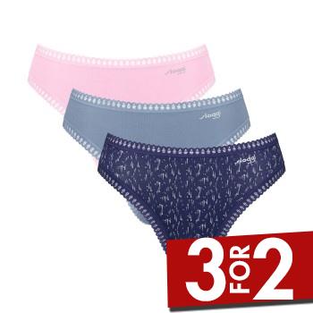 Sloggi Trusser 3P GO Crush High Leg Briefs Rosa/Blå bomuld X-Small Dame