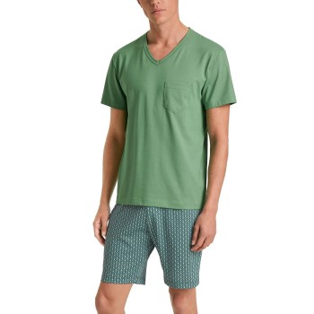 Calida Relax Imprint 2 V Neck Short Pyjama Blå/Grön bomull XX-Large Herr