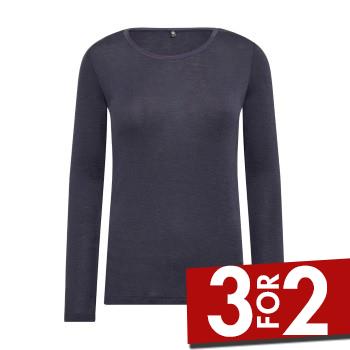 Langærmet t-shirt i 100% uld til kvinder, lavendel str. large