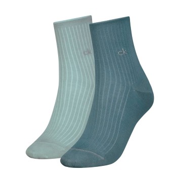 Calvin Klein Strømper 2P Short Sock Roll Top Turkis/Blå Str 39/42 Dame
