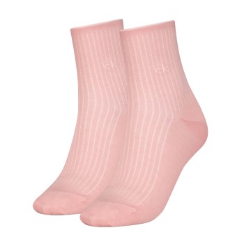 Calvin Klein Strømper 2P Short Sock Roll Top Lysrosa Str 35/38 Dame
