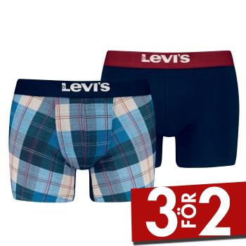 Levis Kalsonger 2P Plaid Aop Boxer Brief Marin/Bl&aring; bomull Small Herr