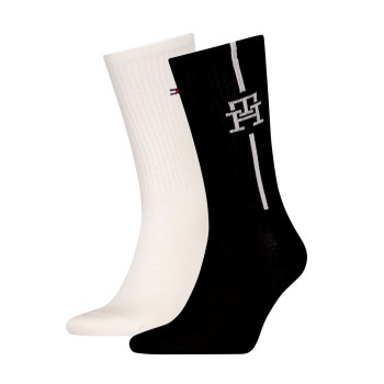 Tommy Hilfiger Strømper 2P Monogram Sock Svart/Hvit Str 43/46 Herre