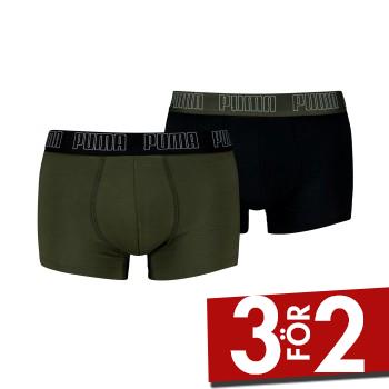 Puma Kalsonger 2P Men Everyday Trunks Svart/Gr&ouml;n bomull Small Herr