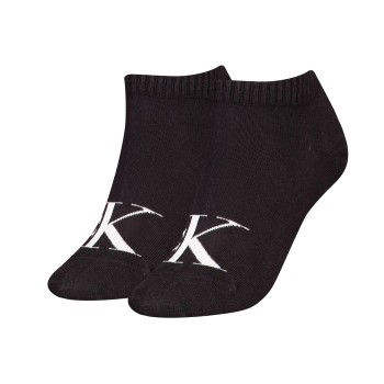 Calvin Klein Strømper 2P Women Monogram Sneaker Socks Svart Str 39/42 Dame