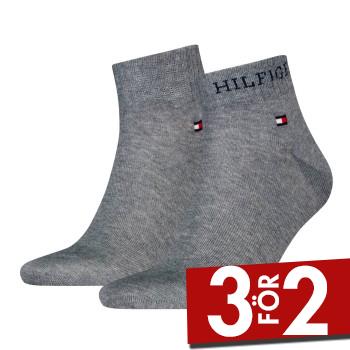 Tommy Hilfiger Strumpor 2P Men Tab Quarter Socks Gr&aring; Strl 39/42 Herr