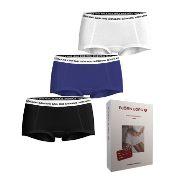 Björn Borg Trosor 3P Everyday Cotton Boxer Shorts Svart/Blå bomull X-Small Dam | apparel & accessories - clothing - underwear & socks - lingerie | ModeLejon