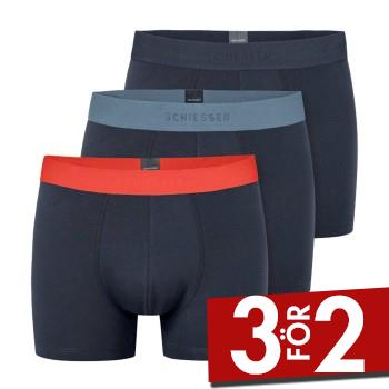 Schiesser Kalsonger 3P 95-5 Organic Cotton Woven Shorts Svart/R&ouml;d bomull XX-Large Herr