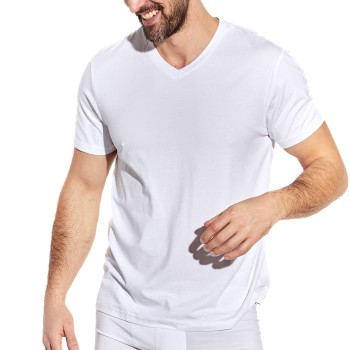 Panos Emporio Bamboo V-neck Tee Hvit Medium Herre