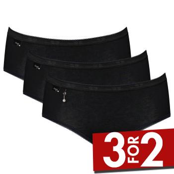 Sloggi Trusser 3P Pearl Midi Sort bomuld 38 Dame billede