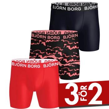 Bj&ouml;rn Borg Kalsonger 3P Sports Microfiber Boxers R&ouml;d/svart polyester Medium Herr