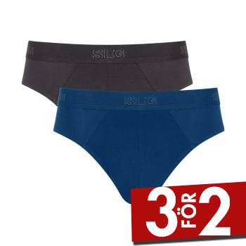 Sloggi Kalsonger 2P SLG Base Midi Briefs Svart/Bl&aring; bomull Small Herr