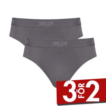Sloggi Kalsonger 2P SLG Base Midi Briefs Gr&aring; bomull Small Herr