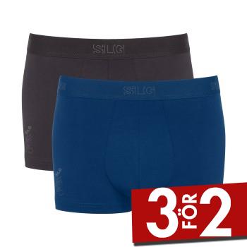 Sloggi Kalsonger 2P SLG Base Trunk Svart/Bl&aring; bomull Small Herr