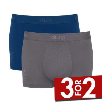 Sloggi 2P SLG Base Trunk Marineblå/Grå bomuld Small Herre