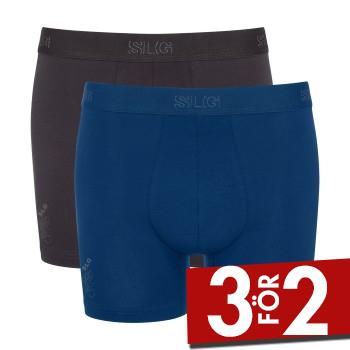 Sloggi Kalsonger 2P SLG Base Short Svart/Bl&aring; bomull Small Herr