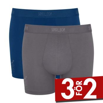 Sloggi Kalsonger 2P SLG Base Short Marin/Gr&aring; bomull Small Herr