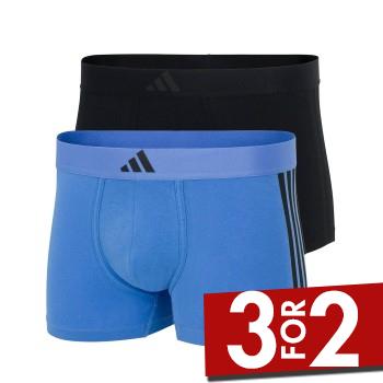 adidas 2P Active Flex Cotton 3 Stripes Low Rise Trunk Sort/Blå bomuld Medium Herre billede