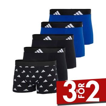adidas Kalsonger 5P Active Flex Trunks Svart/Bl&aring; bomull Small Herr