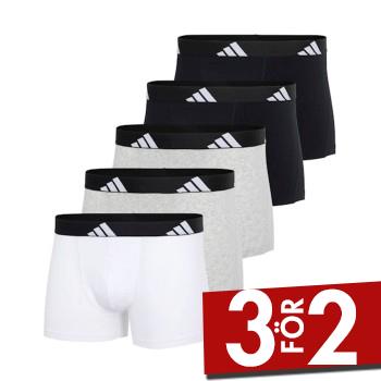 adidas Kalsonger 5P Active Flex Trunks Vit/Gr&aring; bomull Small Herr