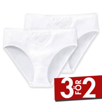 Schiesser Trosor 2P Cotton Essentials Tai Panties Vit bomull 5XL Dam