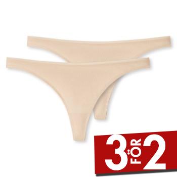 Schiesser Trosor 2P 95-5 Organic Cotton Thongs Beige ekologisk bomull X-Small Dam