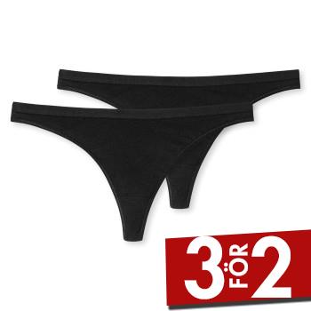 Schiesser Trosor 2P 95-5 Organic Cotton Thongs Svart ekologisk bomull X-Small Dam