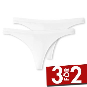 Schiesser Trosor 2P 95-5 Organic Cotton Thongs Vit ekologisk bomull Small Dam