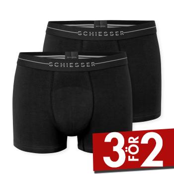 Schiesser Kalsonger 2P Cotton Flex Trunks Svart bomull Medium Herr