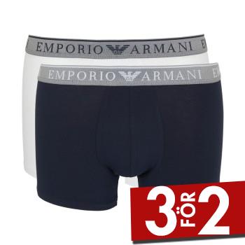 Armani Endurance Logo Boxer Brief Kalsonger 2P Vit/Bl&aring; bomull Small Herr