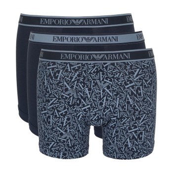 Armani Logo Boxer With Long Leg Kalsonger 3P Blå bomull Small Herr