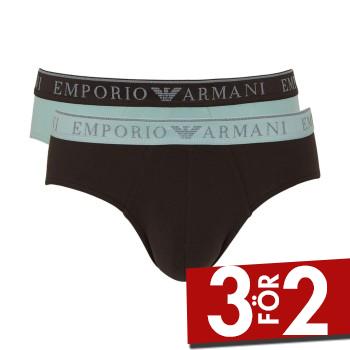 Armani Endurance Briefs Kalsonger 2P Svart/Bl&aring; bomull Small Herr