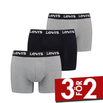Levis Kalsonger 3P Repeat Logo Boxer Brief Multi Svart/Gr&aring; bomull Small Herr