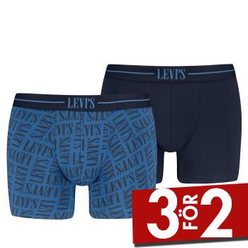 Levis Kalsonger 2P Logo Boxer Svart/Bl&aring; bomull Medium Herr