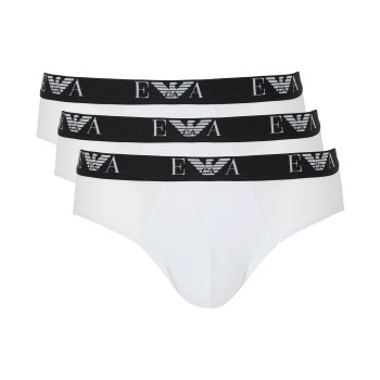 Armani Stretch Jersey Briefs With Logo Kalsonger 3P Vit bomull Small Herr