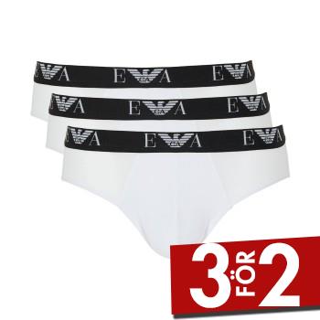 Armani Stretch Jersey Briefs With Logo Kalsonger 3P Vit bomull Small Herr