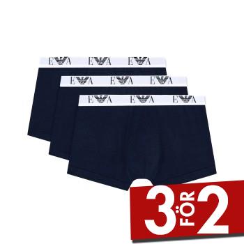 Armani Stretch Jersey Boxer With Logo Kalsonger 3P Marin bomull Small Herr