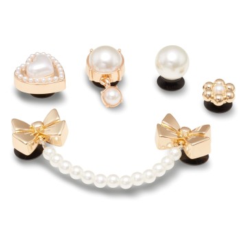 5-Pacote Crocs Jibbitz Pearly Gold