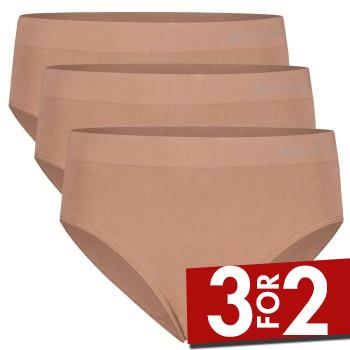 Bamboo basics Trusser 3P Belle Seamless Full Brief Lysbrun Small Dame billede