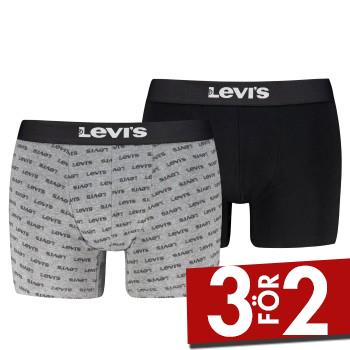 Levis Kalsonger 2P Men Logo Boxer Briefs Gr&aring;/Svart bomull Small Herr