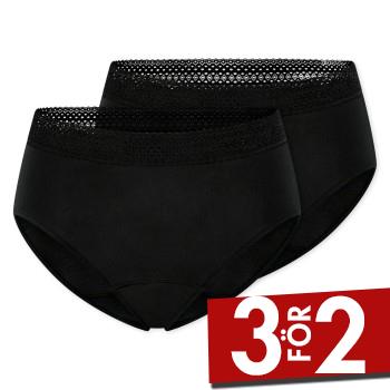 Schiesser Trosor 2P Care Retro Period Pants Svart bomull 38 Dam